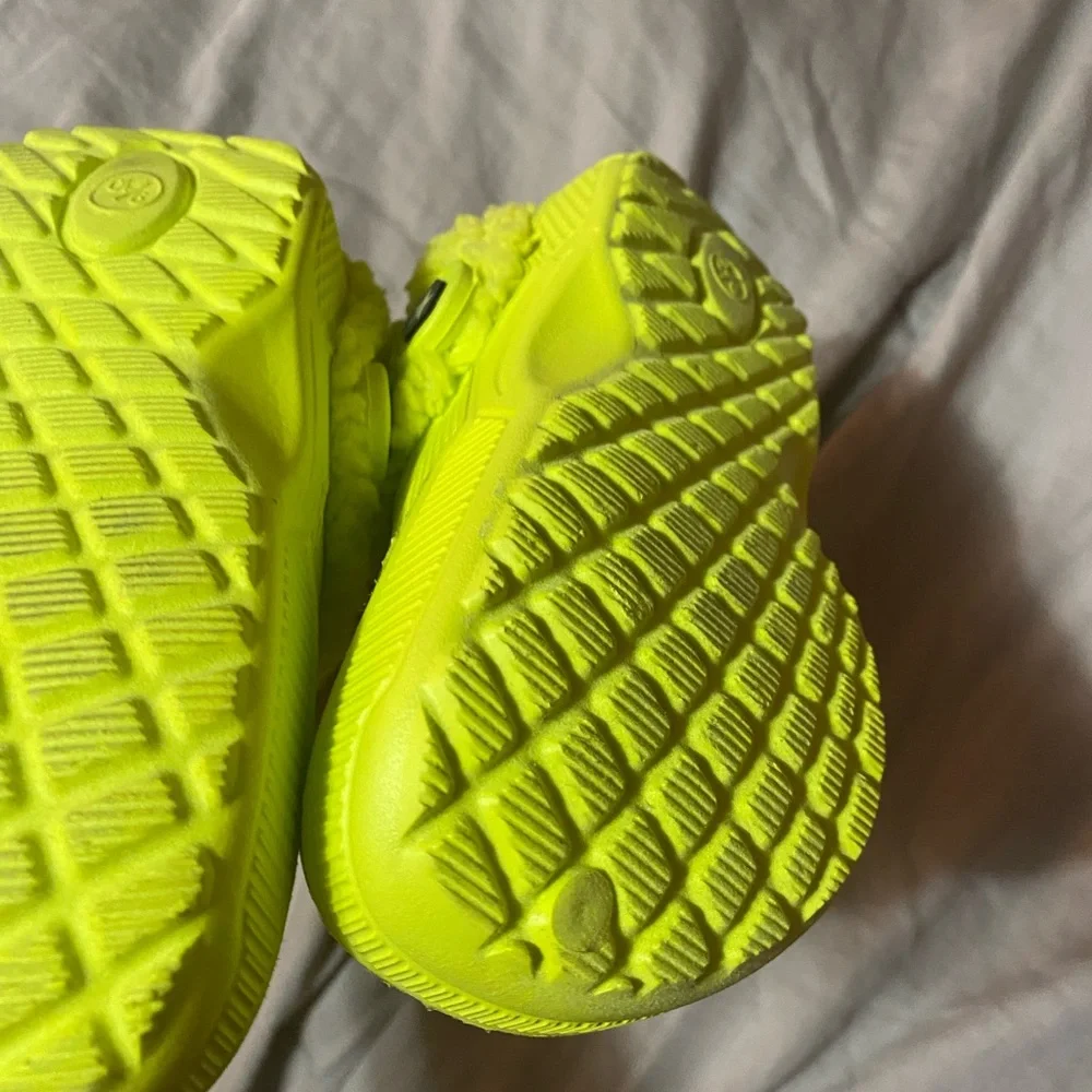 Vibrant Yellow Fuzzy Kids‎ Crocs